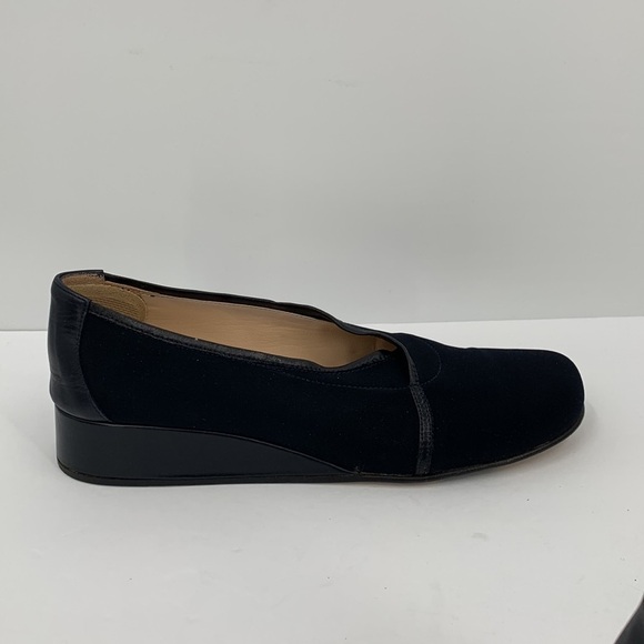 Rangoni wedge loafers navy blue fabric shoe women 10 AAAA EXTRA NARROW - Picture 1 of 6
